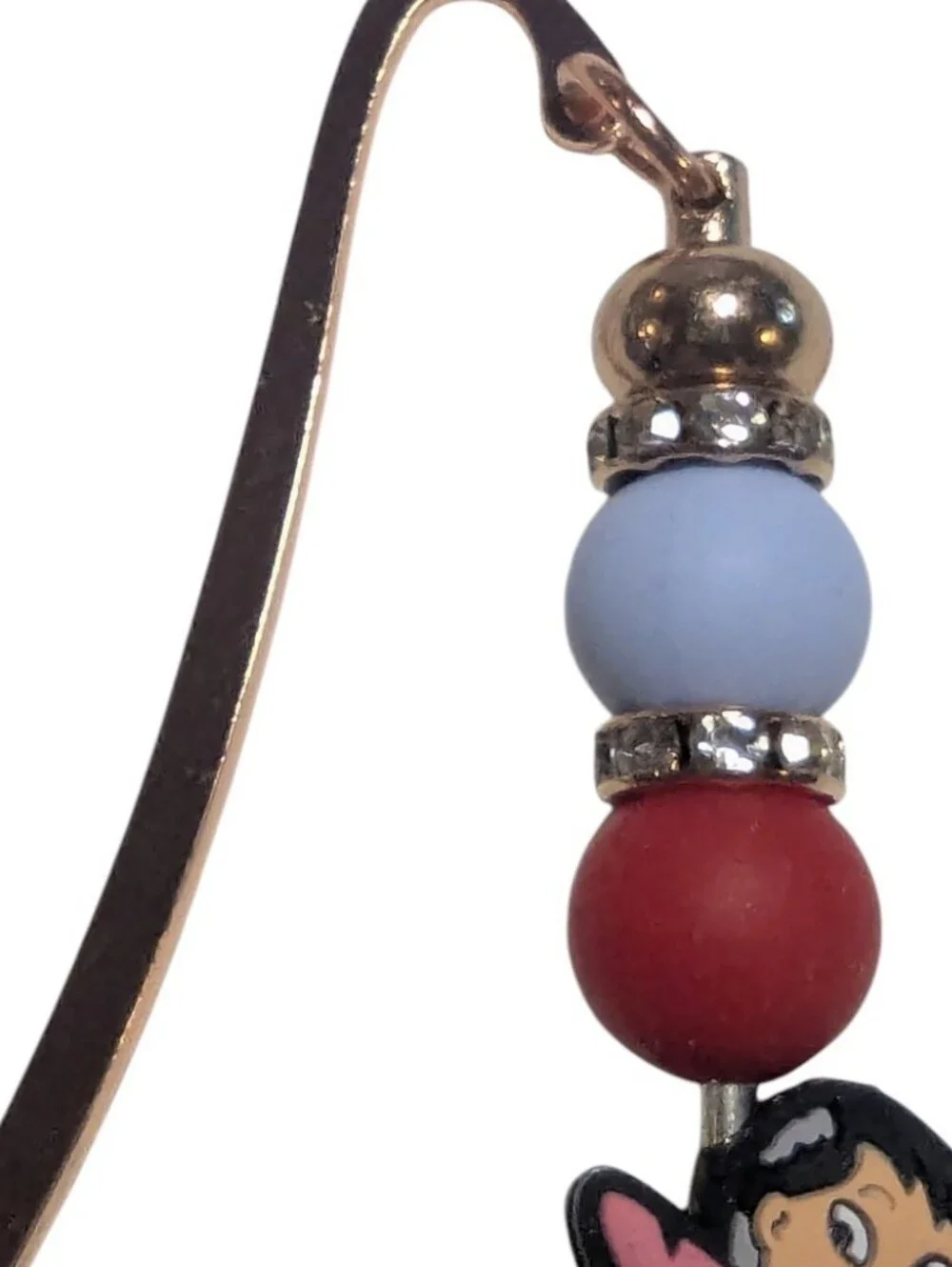 Handcrafted Lilo & Stitch Bookmark Beaded Red Blue New